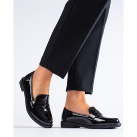 Mocassins classiques pour femmes en cuir verni Shelovet noir 1