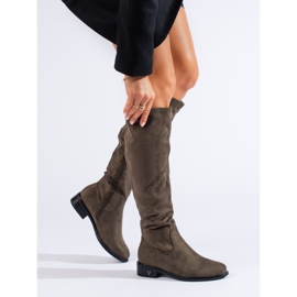 Bottines femme Shelovet en daim vert foncé 1