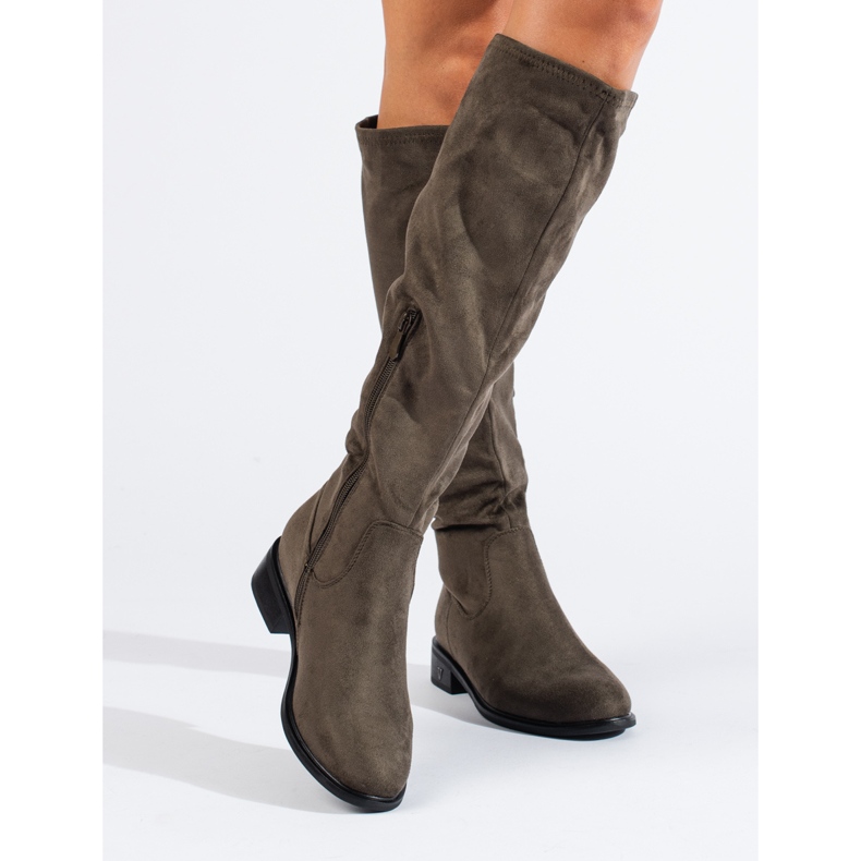 Bottines femme Shelovet en daim vert foncé 2
