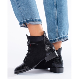 Bottines à lacets en daim noir Shelovet le noir 3