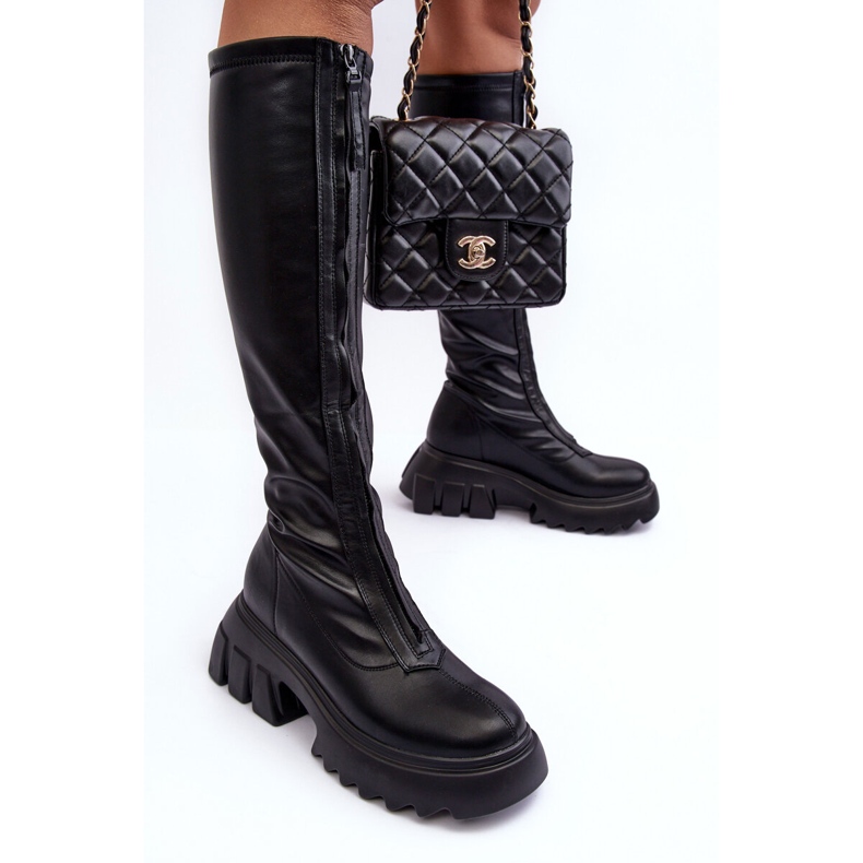PS1 Bottes en cuir sur plateforme massive avec fermeture éclair, Black Ringo noir 2