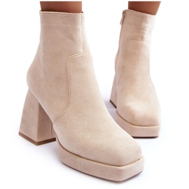 PS1 Bottines En Daim À Talons Hauts Massifs, Abnous Beige Clair 9