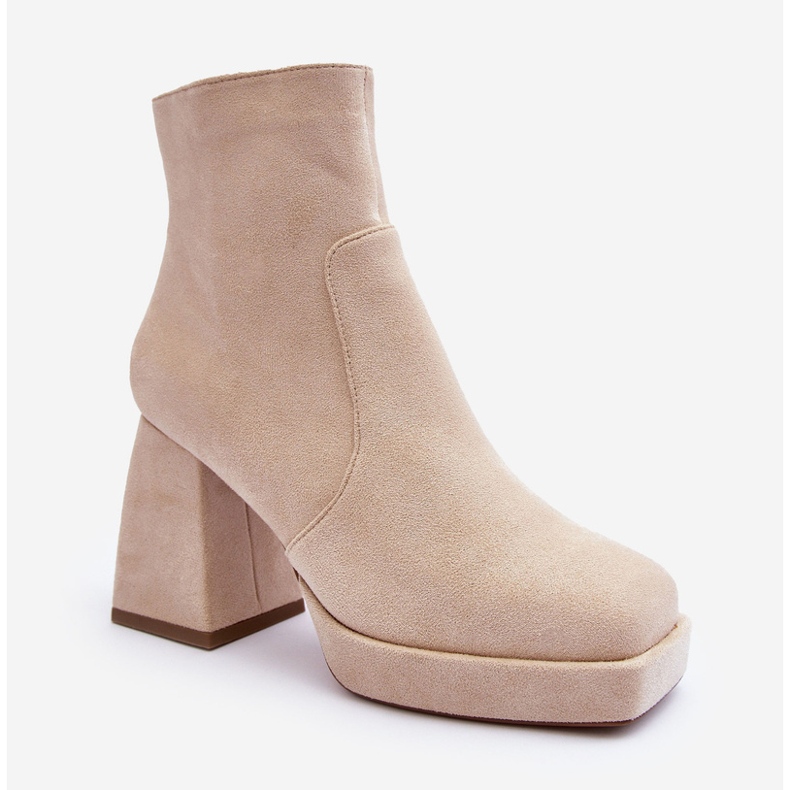 PS1 Bottines En Daim À Talons Hauts Massifs, Abnous Beige Clair 1