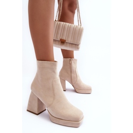 PS1 Bottines En Daim À Talons Hauts Massifs, Abnous Beige Clair 4