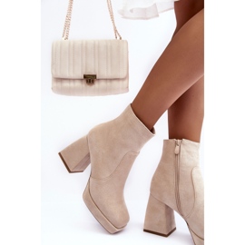 PS1 Bottines En Daim À Talons Hauts Massifs, Abnous Beige Clair 5