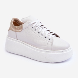 Chaussures de sport en cuir pour femmes sur la plateforme blanc Lemar 10150 blanche 1