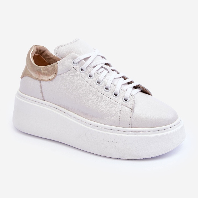 Chaussures de sport en cuir pour femmes sur la plateforme blanc Lemar 10150 1