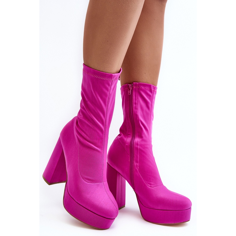 PH2 Bottines à talons hauts avec fermeture éclair, Fuchsia Peculia rose 1