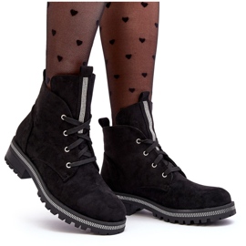 PS1 Bottines pour femmes en daim avec décoration Plesca noire le noir 10
