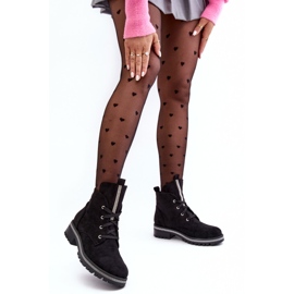 PS1 Bottines pour femmes en daim avec décoration Plesca noire le noir 4