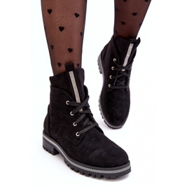 PS1 Bottines pour femmes en daim avec décoration Plesca noire le noir 6