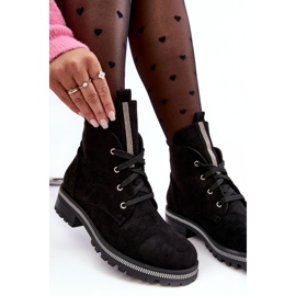PS1 Bottines pour femmes en daim avec décoration Plesca noire le noir 3