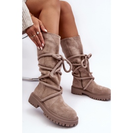 PS1 Bottines Femme Daim À Lacets Beige Tanive 3