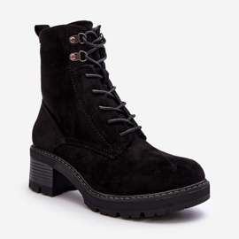 PS1 Bottines à lacets à talons bas pour femmes noires par Adinail 2