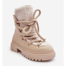 PS1 Bottes De Neige Pour Femmes Avec Laçage Beige Clair Shala 1