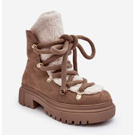 PS1 Bottes De Neige Pour Femmes Avec Laçage Beige Shala 1