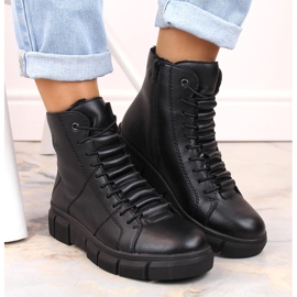 Bottes compensées noires isolées confortables pour femmes Rieker X3428-00 le noir 5