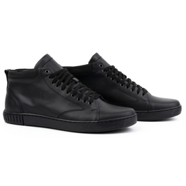 Polbut Baskets homme en cuir, non isolées, 2108, noires le noir 2