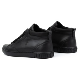 Polbut Baskets homme en cuir, non isolées, 2108, noires le noir 3