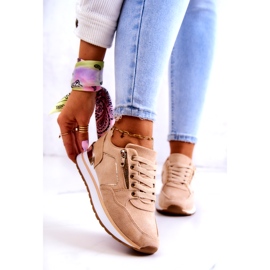 Chaussures de sport en daim féminin sur la plateforme Dark Beige 4