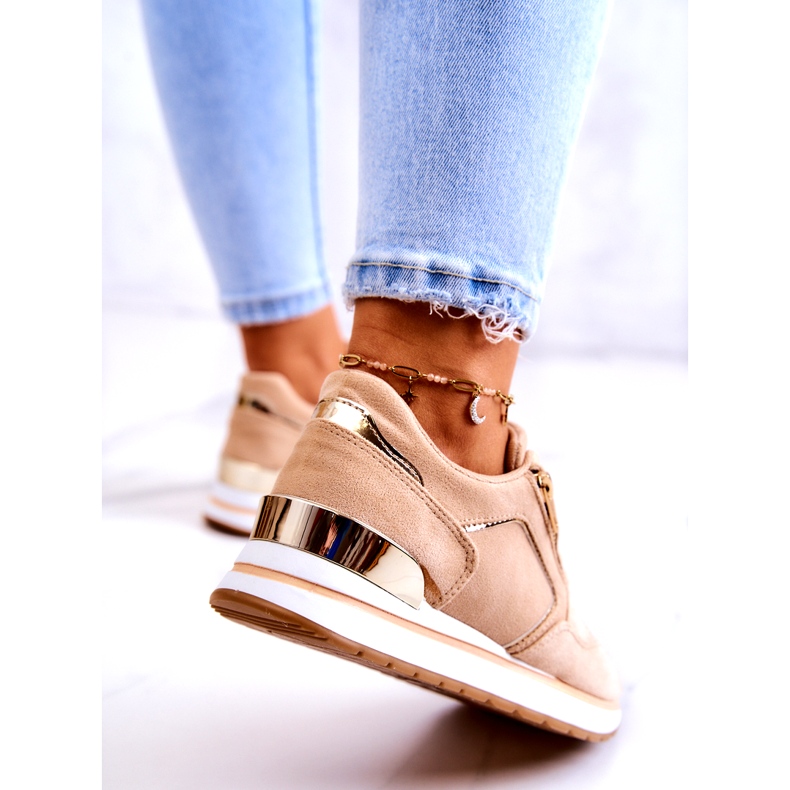 Chaussures de sport en daim féminin sur la plateforme Dark Beige 1