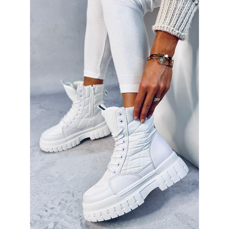 Bottines plates à lacets Barkin Blanco blanche 2