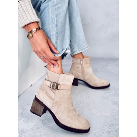 Yonda Bottines à talon stable beige 3