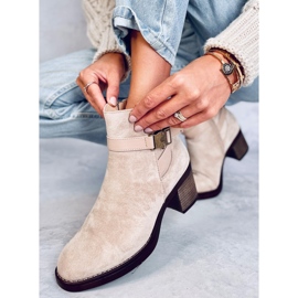 Yonda Bottines à talon stable beige 2