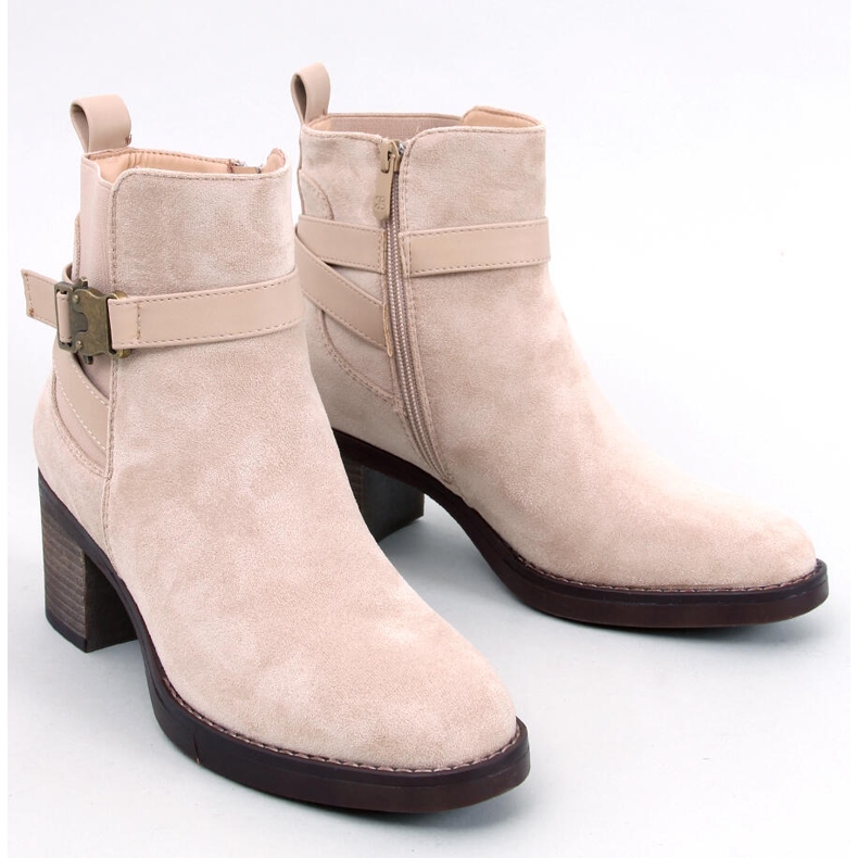Yonda Bottines à talon stable beige 1