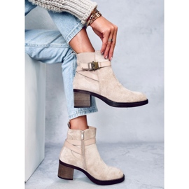 Yonda Bottines à talon stable beige 5