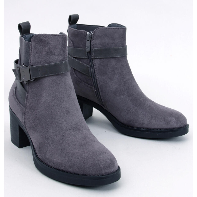 Bottines à talon stable Yonda Grey gris 1