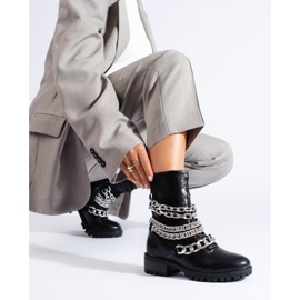 Bottes de travail noires pour femmes avec chaîne Shelovet 1