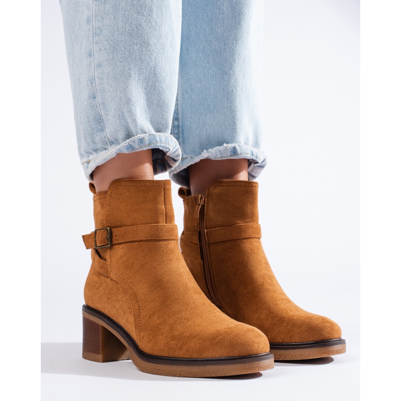 Bottines Shelovet en daim camel brun 1