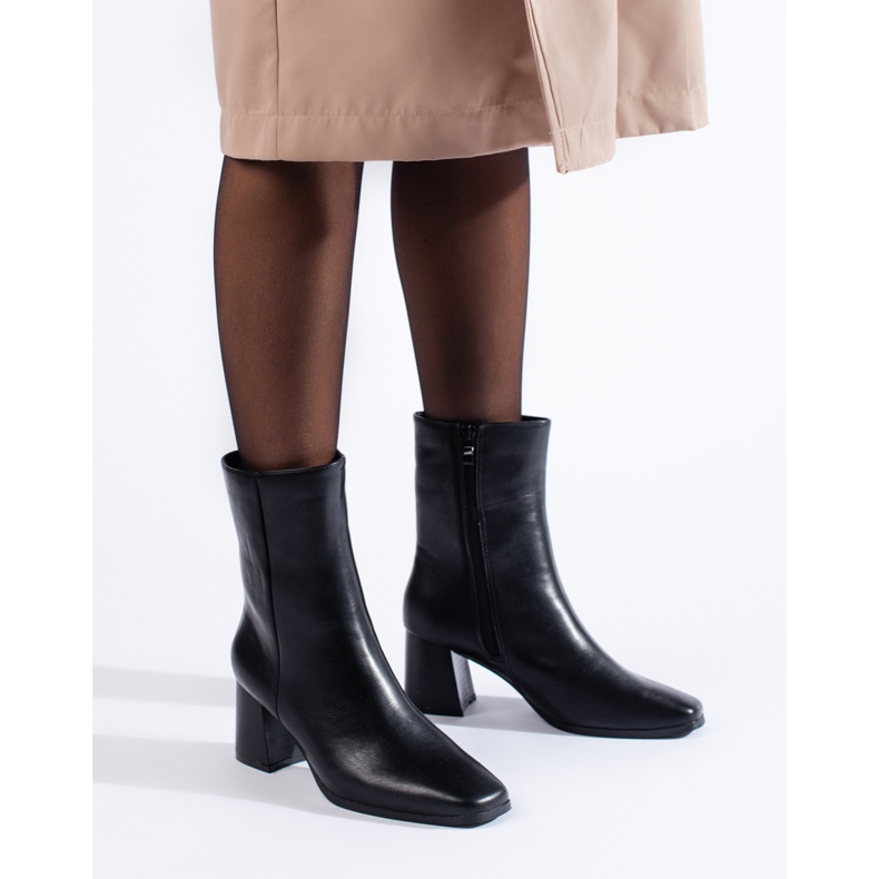 Bottines femme noires Shelovet à bout carré 2
