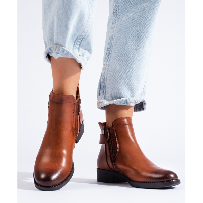 Bottines Chelsea femme Shelovet camel brun 2