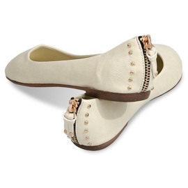 BM Ballerines Avec Fermetures à Glissière S-151 Beige 2