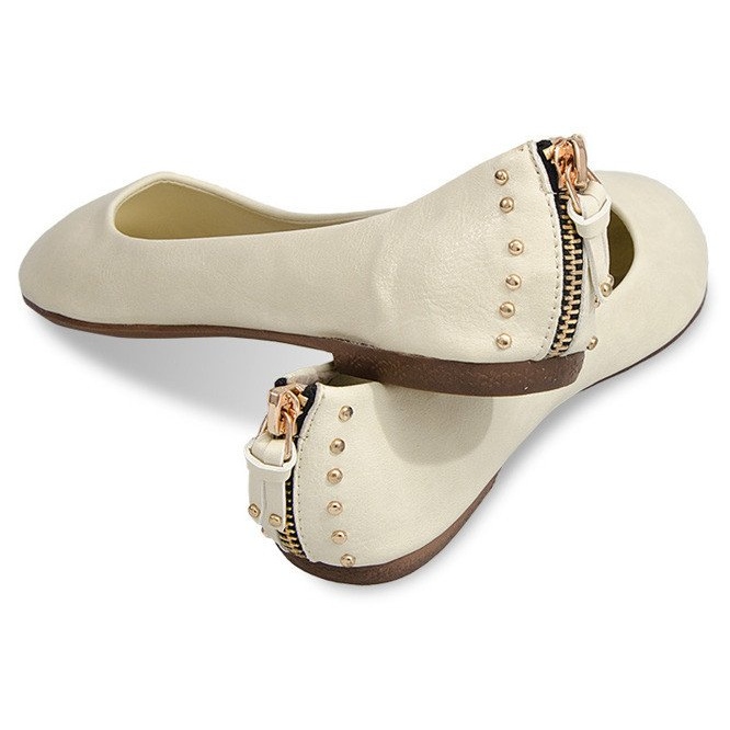 BM Ballerines Avec Fermetures à Glissière S-151 Beige 2