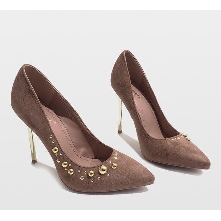 Escarpins en velours rose DD55P 1