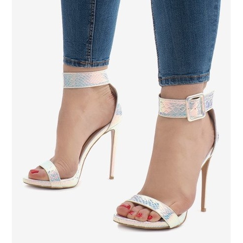 Sandales argent irisé talons hauts L1543 1