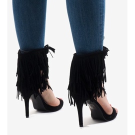 Sandales noires à talons hauts, boho daim 8125-1 le noir 2