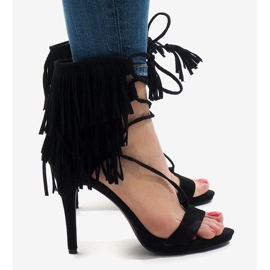 Sandales noires à talons hauts, boho daim 8125-1 le noir 3