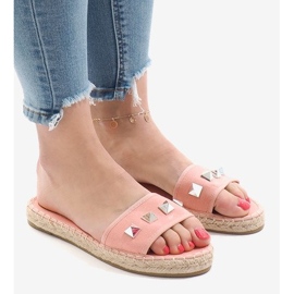 Chaussons jeans roses 7087 clous 1