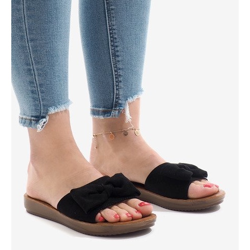 Chaussons noirs avec nœud 6376-1 1