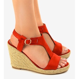 Sandales compensées rouges Espadrilles H-69 3
