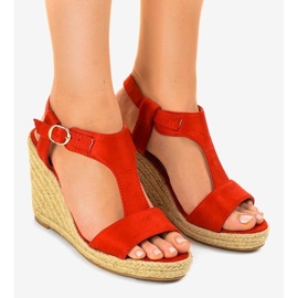 Sandales compensées rouges Espadrilles H-69 1