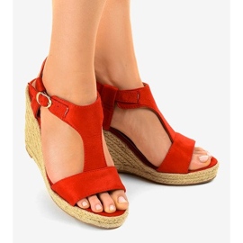 Sandales compensées rouges Espadrilles H-69 2