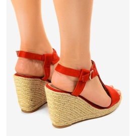 Sandales compensées rouges Espadrilles H-69 4