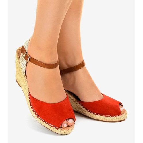 Sandales compensées rouges 2895 1