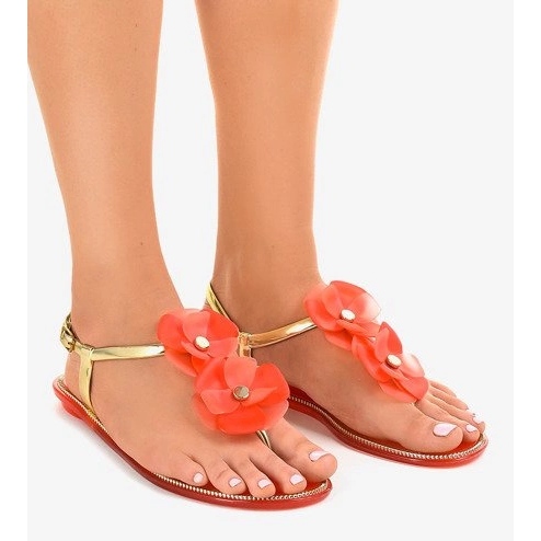 Chaussons à fleurs rouges KG19P 1