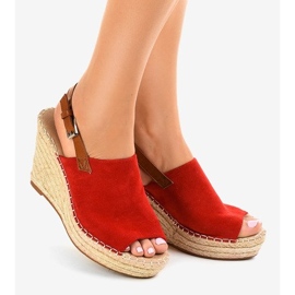 Sandales compensées rouges espadrilles KA-20 1
